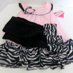 Angel Face Girl's 2 Piece Zebra Print Pink 18 Mo